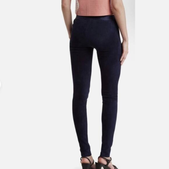 Alice + Olivia Front Zip Suede Leggings NAVY, Size 2 - Picture 5 of 6